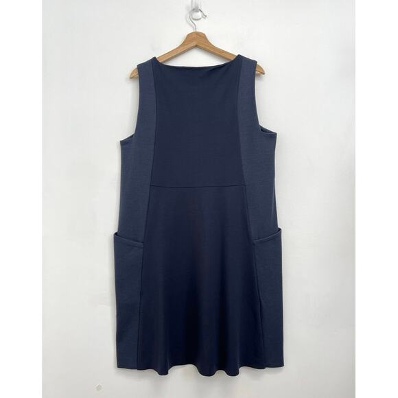 NWT COS Wool-Blend Mixed Media A-Line Minimalist Jumper Shift Dress Pocket Large - Picture 3 of 13